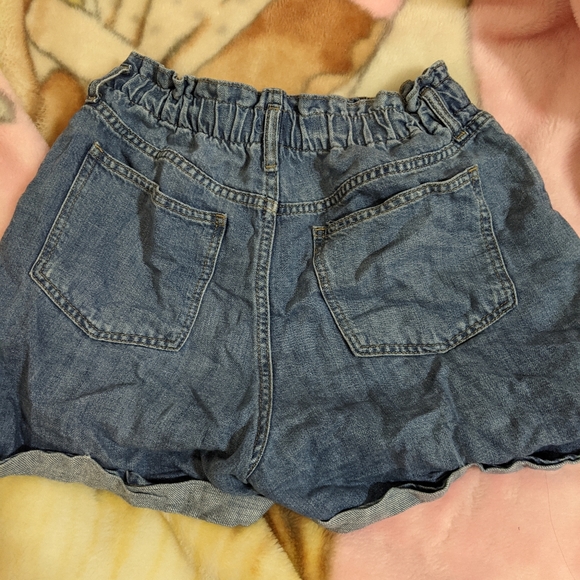 Gap Blue Elastic Band Jean Shorts High Waisted - Picture 3 of 4